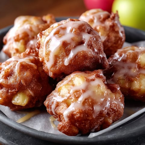 A plate of cinnamon glazed apple fritters.