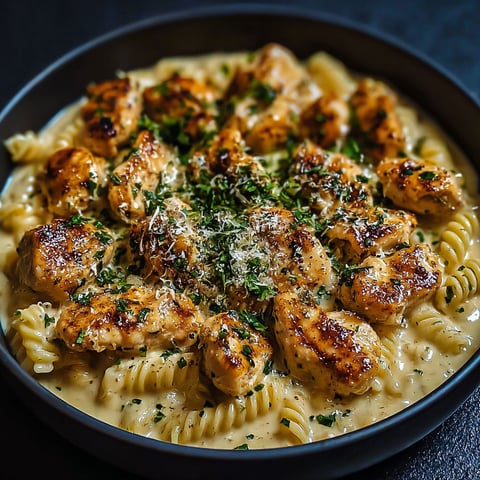 A bowl of chicken with garlic butter and cheese.