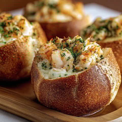 Crabby Shrimp Garlic Bread Bombs.