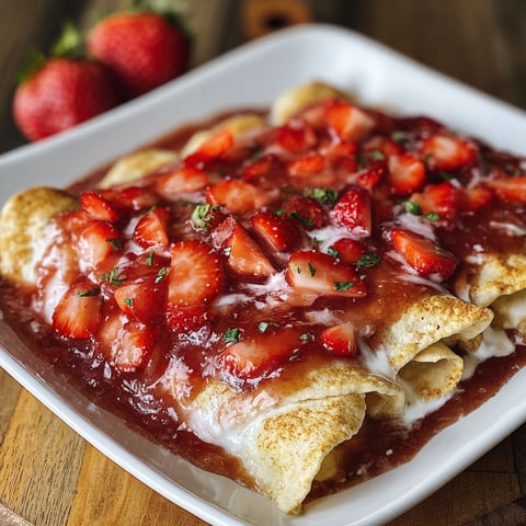 A plate of strawberry pie enchiladas.