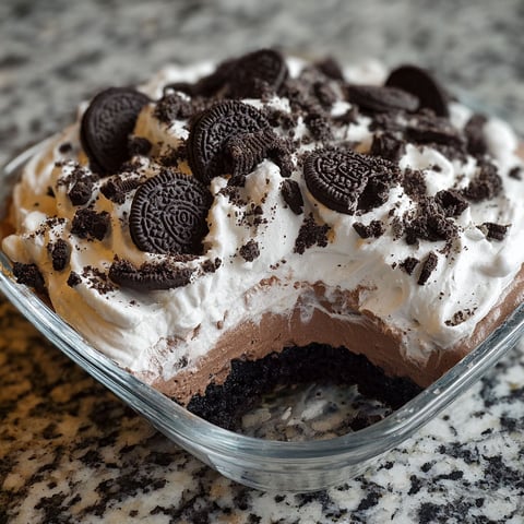 A close up of a delicious Oreo Mud Pie.