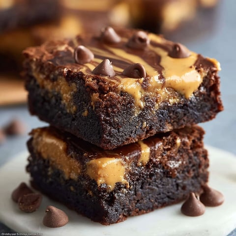 A close up of a chocolate dessert with peanut butter drizzled on top.