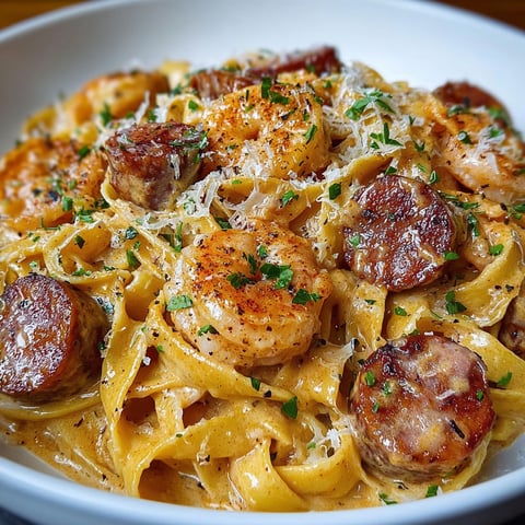 A bowl of Creamy Cajun Shrimp Pasta.
