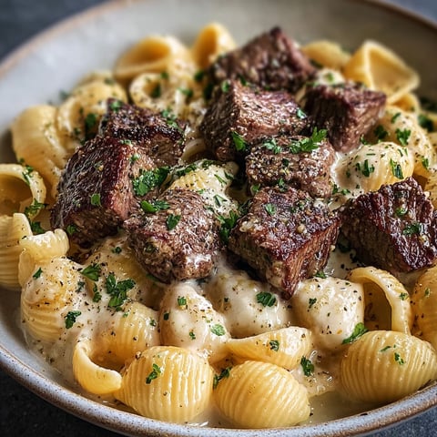 A plate of garlic butter steak bites.