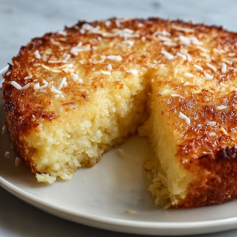 A slice of crustless coconut pie.