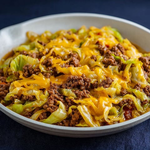 A bowl of Tex-Mex Cabbage Skillet.