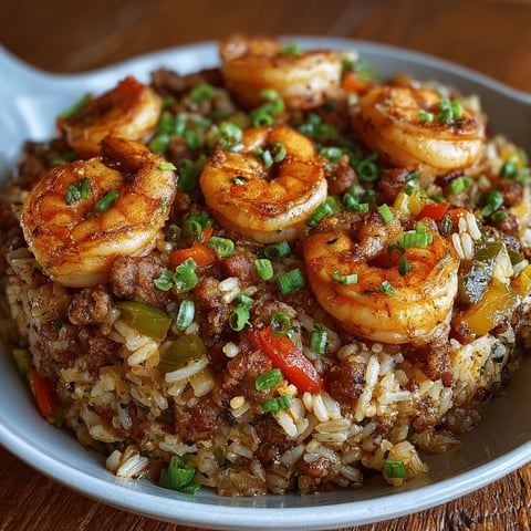 A plate of shrimp and rice.