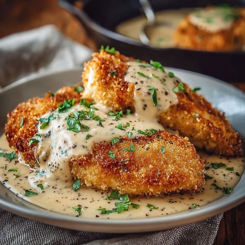 A plate of chicken covered in garlic and Parmesan cheese.