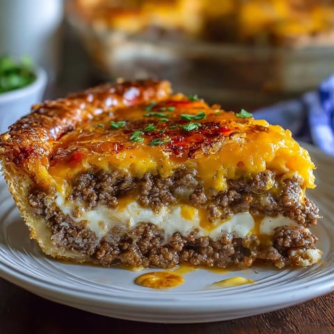 A slice of cheeseburger pie.