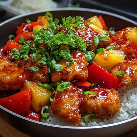 A plate of chicken with rice and pineapple.