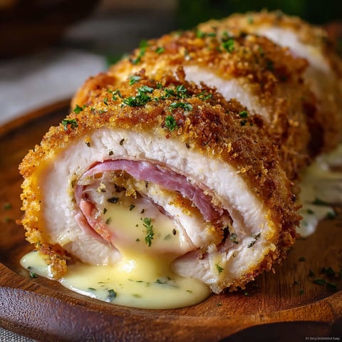 A crispy creamy chicken cordon bleu.