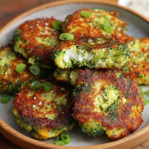 A plate of cheesy broccoli fritters.