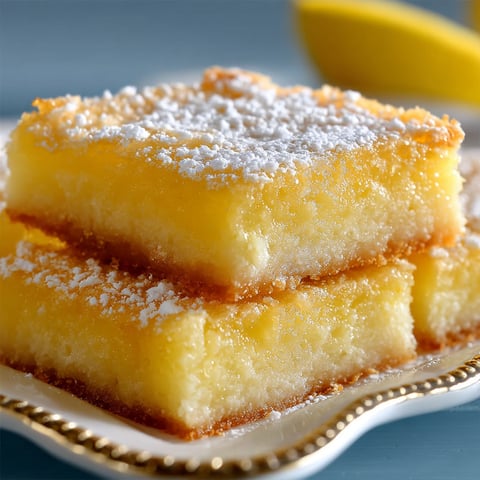 Two lemon bars on a plate.