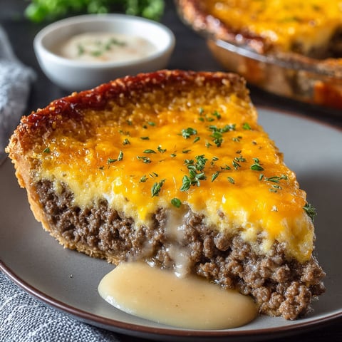 A slice of a cheeseburger pie.