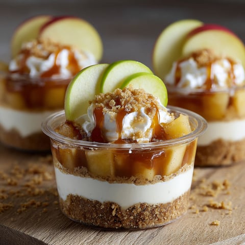 Three cups of caramel apple dessert.