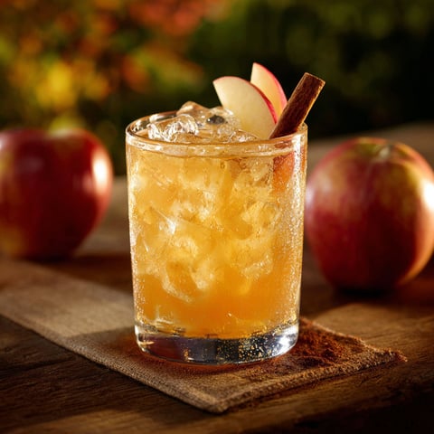 A glass of rum and apple juice.