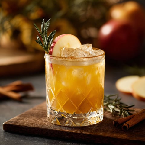 A glass of fall spiced whiskey sour.