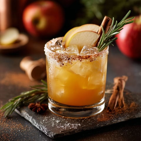 A glass of Smoky Harvest Apple Cider Margarita.