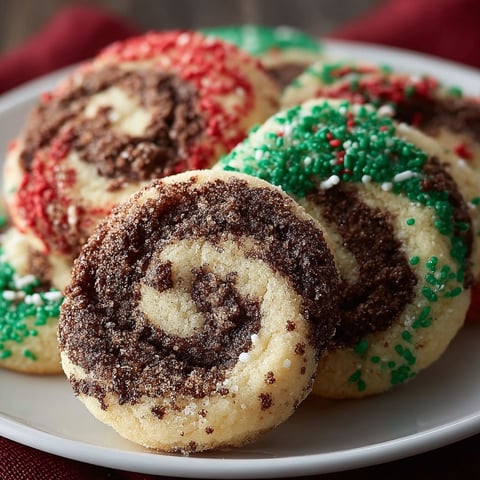 A plate of swirled Christmas cookies.