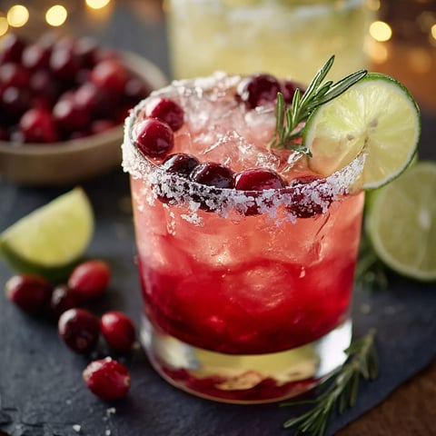 A glass of Mistletoe Margarita with a lime wedge.