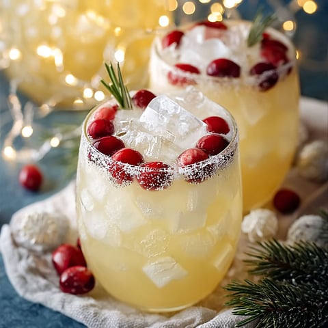 Two glasses of white Christmas punch.