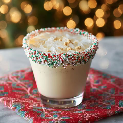 A glass of Christmas cookie cocktail.