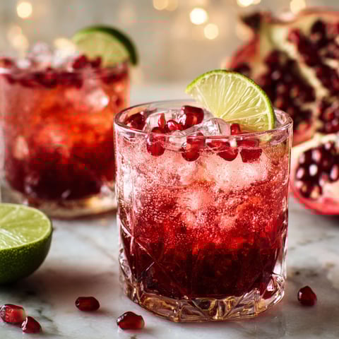 Two glasses of pomegranate gin and tonic.