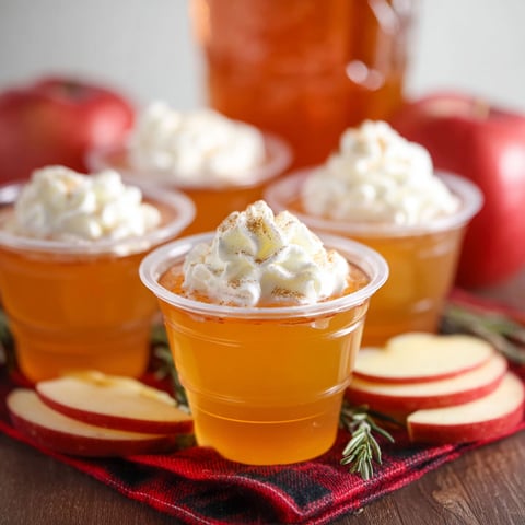 A plate of apple cider jello shots.