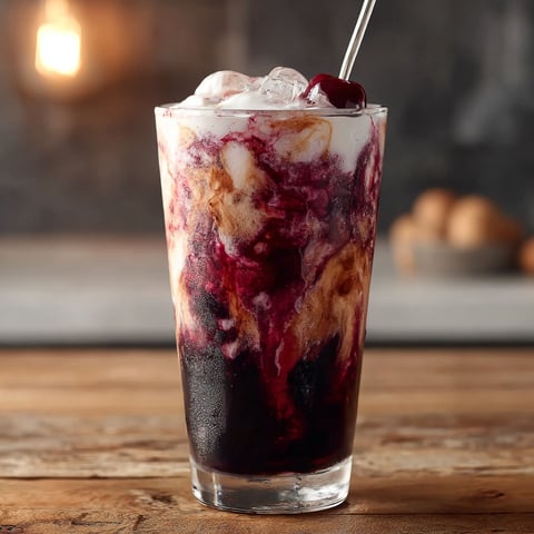 A glass of Midnight Malibu Dirty Soda.