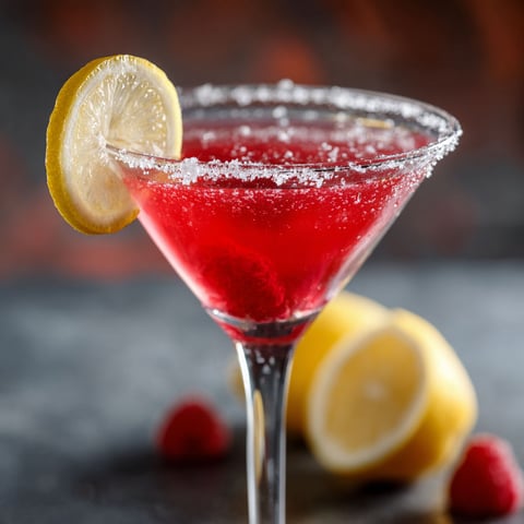 A glass of a Raspberry Lemon Drop Martini.