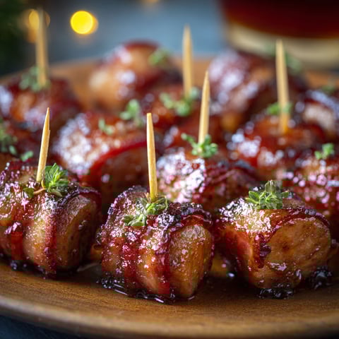 A plate of kilted sausage bites.