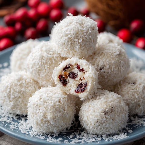 A plate of white Christmas rum balls.