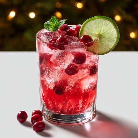 A glass of Vanilla Cranberry Crush Mocktail.