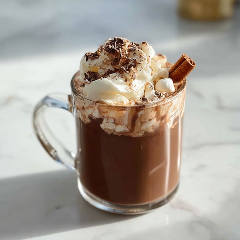 A glass of bourbon hot chocolate cocktail.