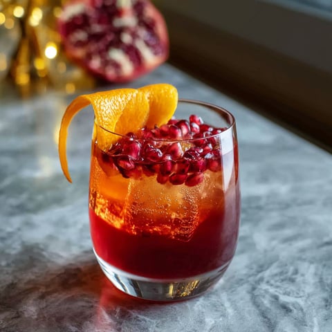 A glass of pomegranate bourbon spritz cocktail.