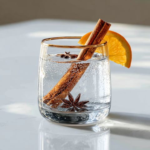 A cinnamon stick and clove gin and tonic cocktail.