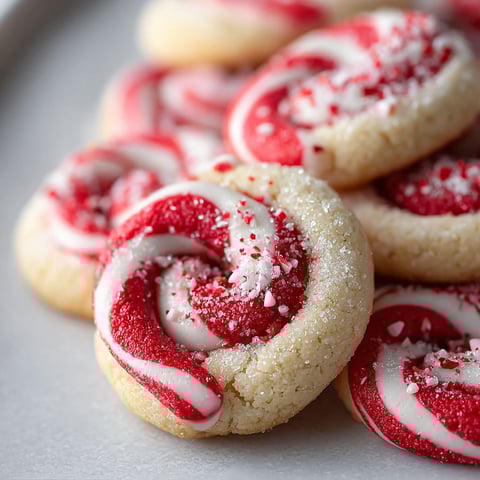 A plate of candy cane cookies.