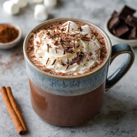 A cup of spiced coconut hot chocolate cocktail.