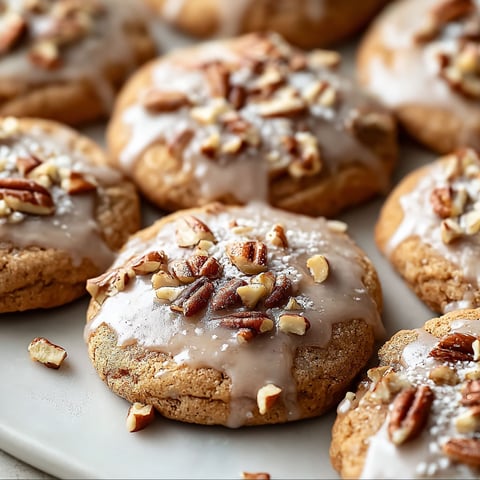 A plate of glazed cinnamon nut cookies.