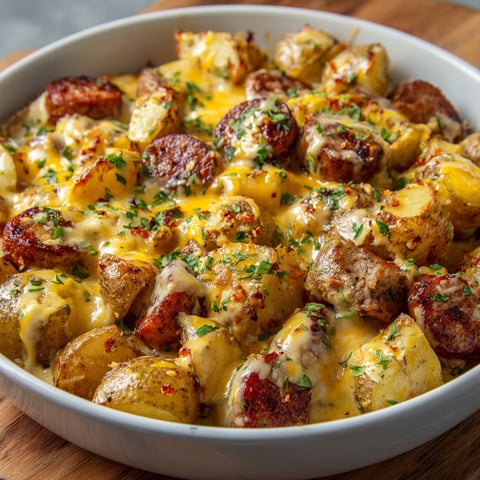 A bowl of cheesy potatoes.