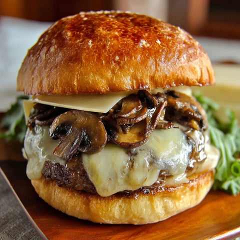 A mushroom burger on a bun.
