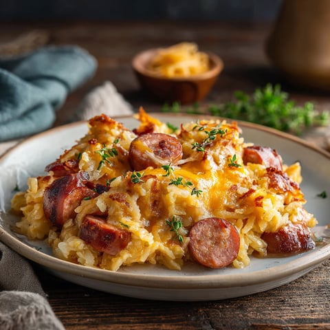 Slow cooked sausage and potatoes.