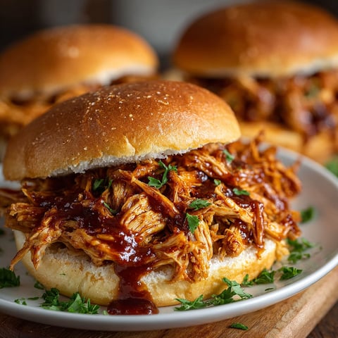 A plate of slow cooked pork sandwiches.