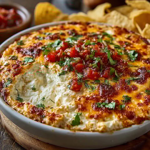 A baked dish with tomatoes and chips.