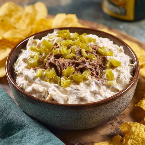 A bowl of Mississippi pot roast dip.
