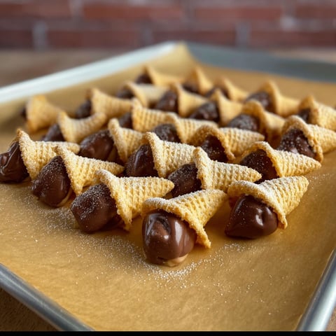 A plate of peanut butter bugle bites.