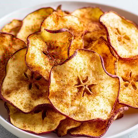 A plate of air fryer apple chips.