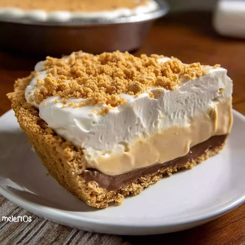 A slice of Amish peanut butter cream pie.