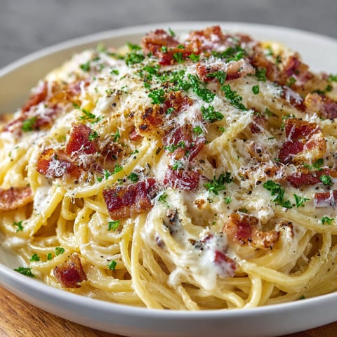A bowl of pasta with cheese and bacon.