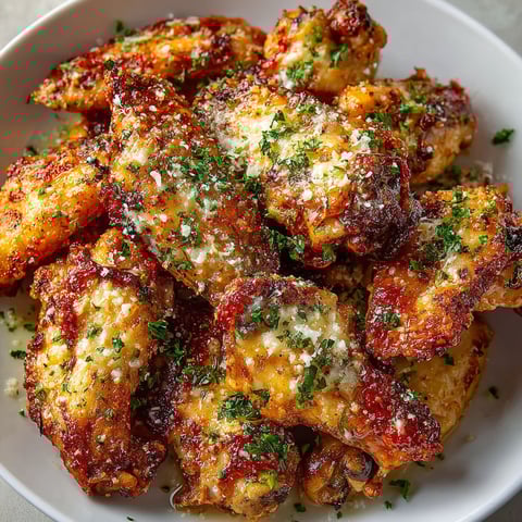 A bowl of chicken covered in Parmesan cheese.